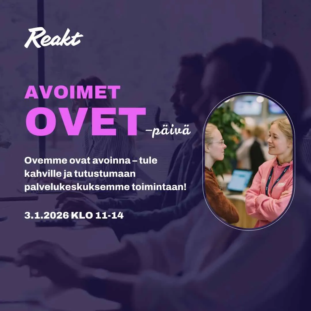 Tule mukaan Reaktin avoimiin oviin – tutustu tekemiseemme ja nauti kahvista!